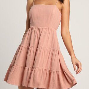 Lulus Make A Day Of It Blush Pink Cutout Tiered Mini Dress - Size XL